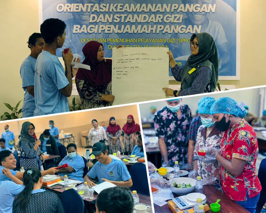 Peserta orientasi keamanan pangan dan standar gizi mengikuti sesi pembelajaran praktik